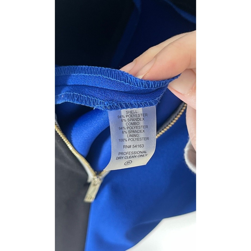 Tommy Hilfiger Color Block Shift Dress Size 12 Womens Blue Black Gold Zipper - Picture 7 of 8
